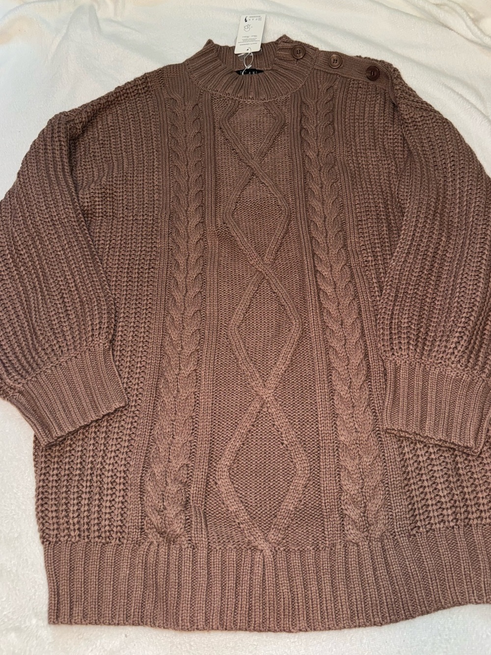 Men's Chunky Cable Knit Sweater - Brown